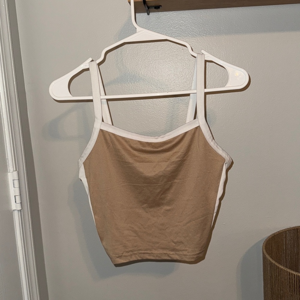 Tan and White Tank Top